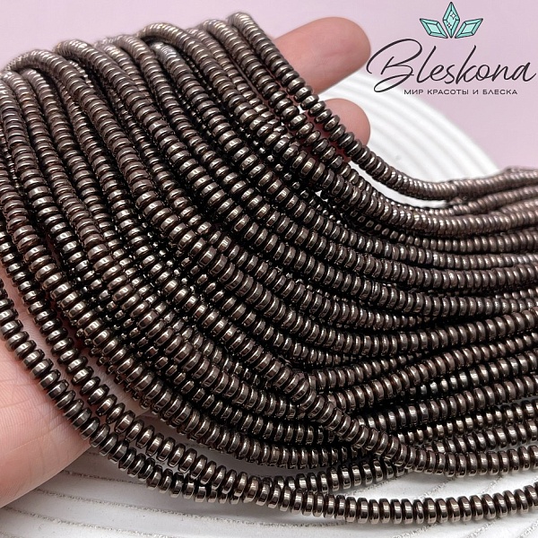 4*2 мм Гематин рондель №1, цвет коричневый №1 (шоколадный)