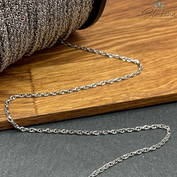 Цепь №С75 Цвет серебро 3*2 мм Сталь