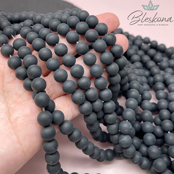 Агат черный матовый 8 мм 
