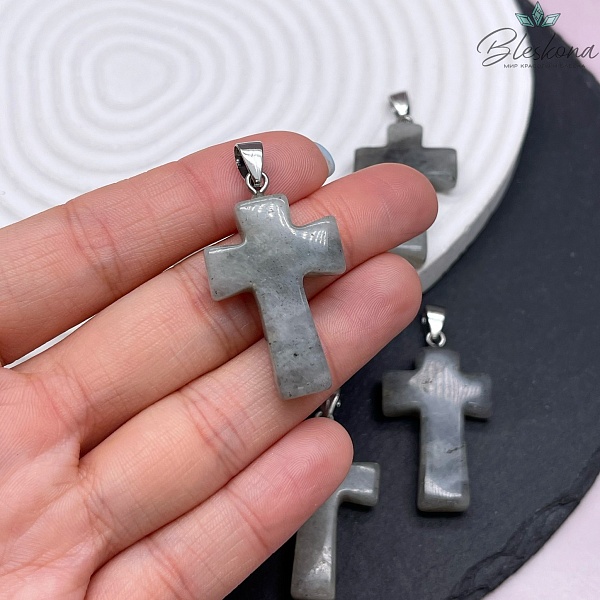 Подвеска крест Лабрадор, цвет серебро 35*22 мм