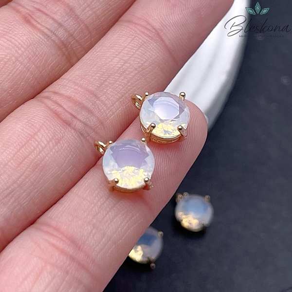 9 мм, цвет золото, Подвеска круг цвет под лунный камень в обрамлении