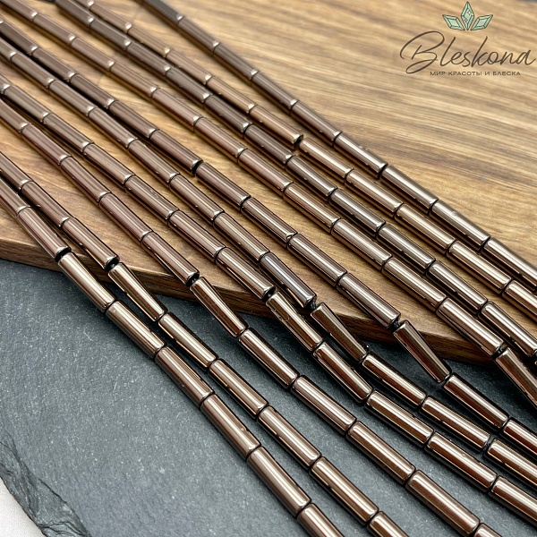 13*4 мм Гематин имитация, цвет коричневый трубочки (шоколадный)