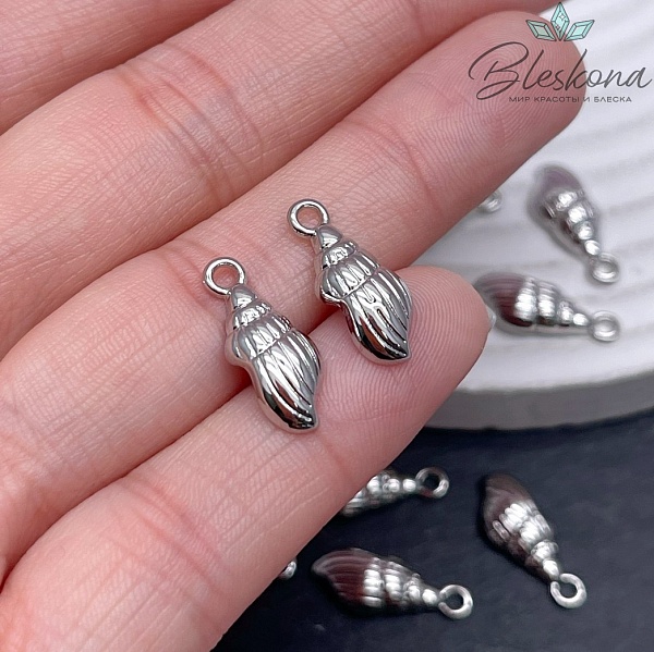 17*7 мм Цвет серебро, Подвеска ракушка 
