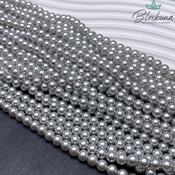Жемчуг Майорка цвет светло - серый №1 6 мм