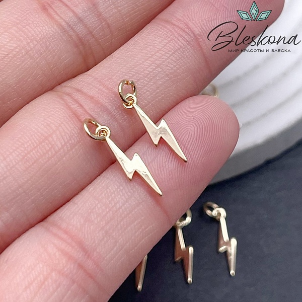 14*3,5 мм Цвет золото, Подвеска молния мини гладкая 