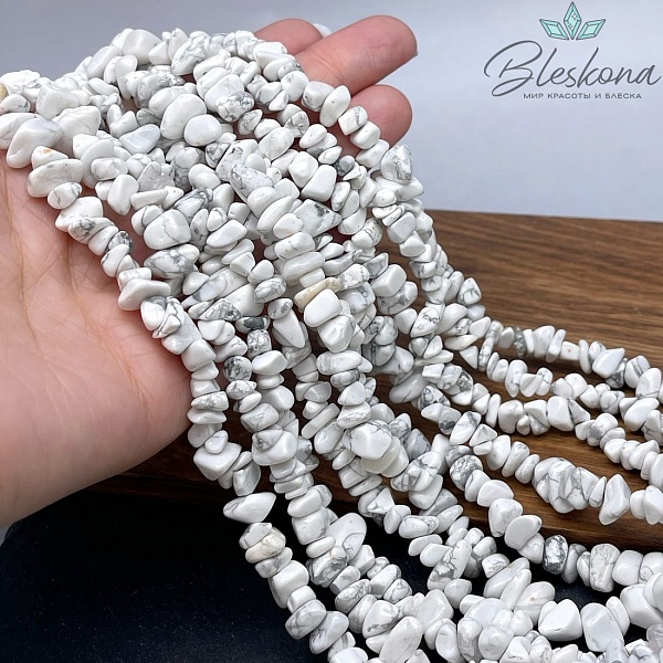 Крошка Магнезит (Говлит) №1 ширина бусин ~ 7-11 мм