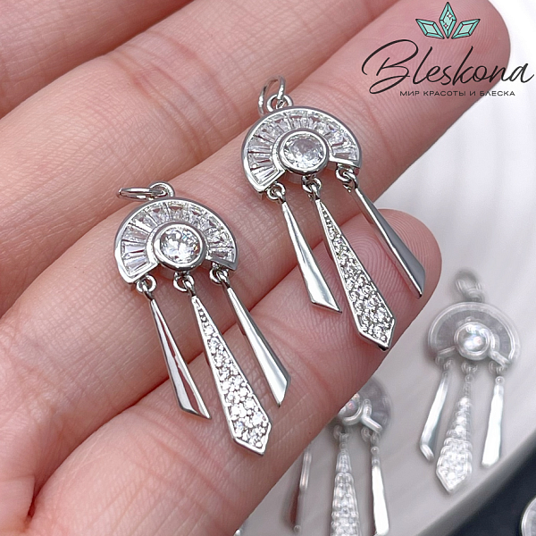 27,8*11,6 мм Цвет серебро, Подвеска с цирконами