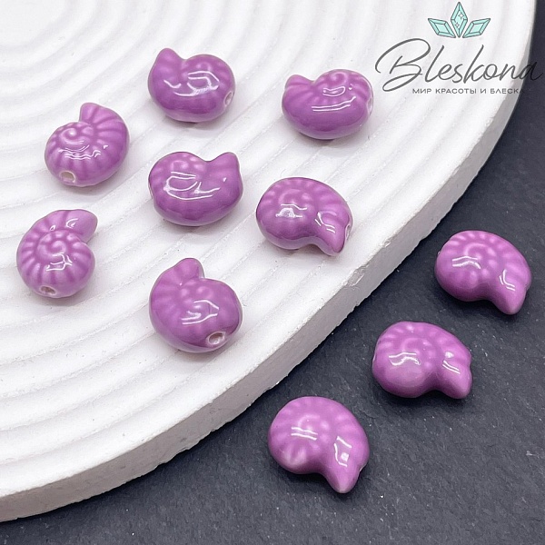 15*11,5 мм Бусина Аммонит, керамика цвет фиолетовый
