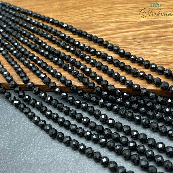 Турмалин черный (Шерл) алмазная огранка 5,5 мм