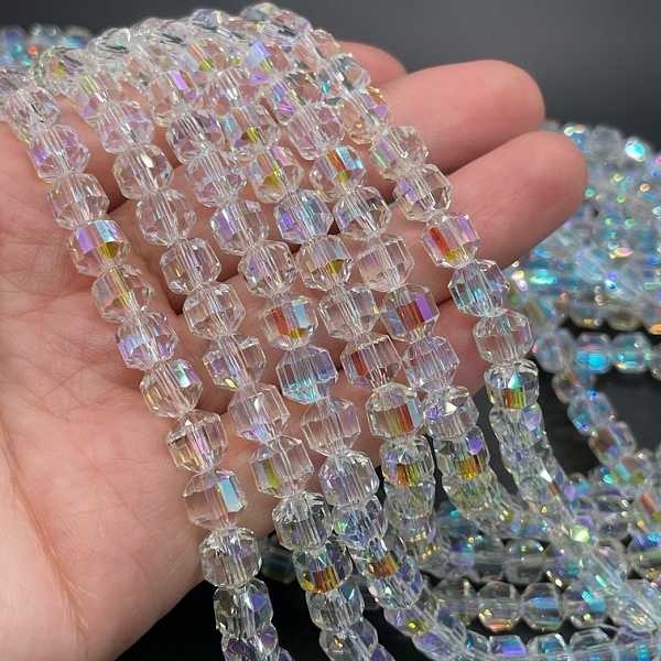 7 мм Стекло Lux, многогранник, цвет прозрачный с переливом