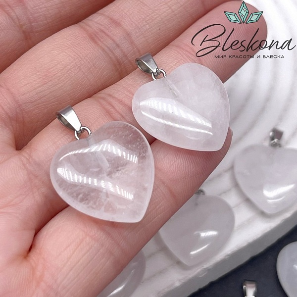 21*20 мм цвет серебро, Подвеска Сердце Горный хрусталь