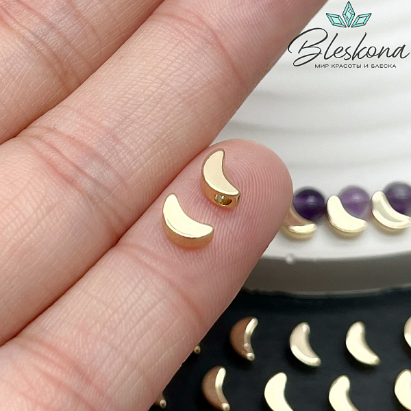 6*3,3 мм Цвет золото, Бусина Луна гладкая