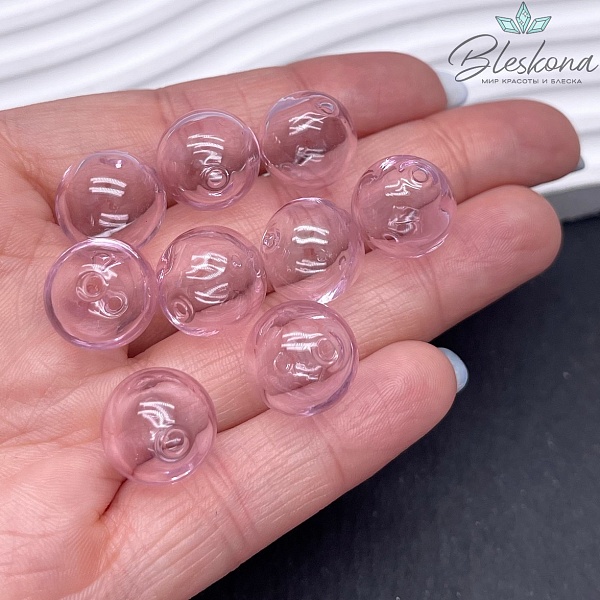 14 мм Бусина шар стекло розовое