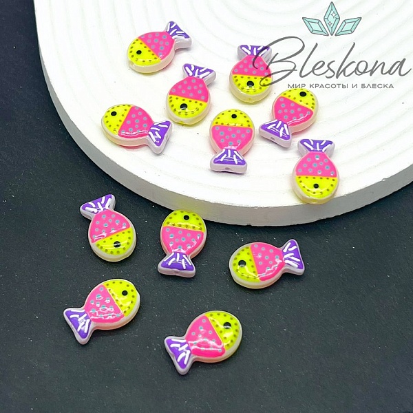 20*12 мм  Бусина рыбка ярко- розовая