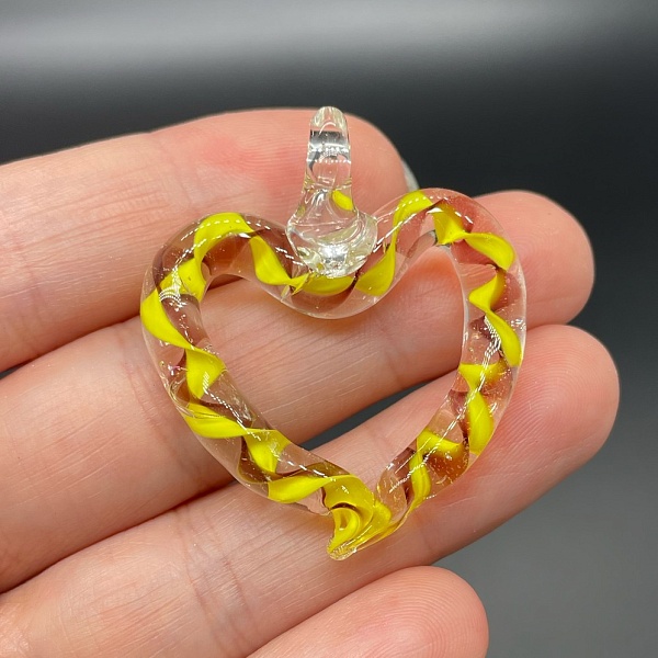 35*39мм, Подвеска сердце желто-сиреневое контур