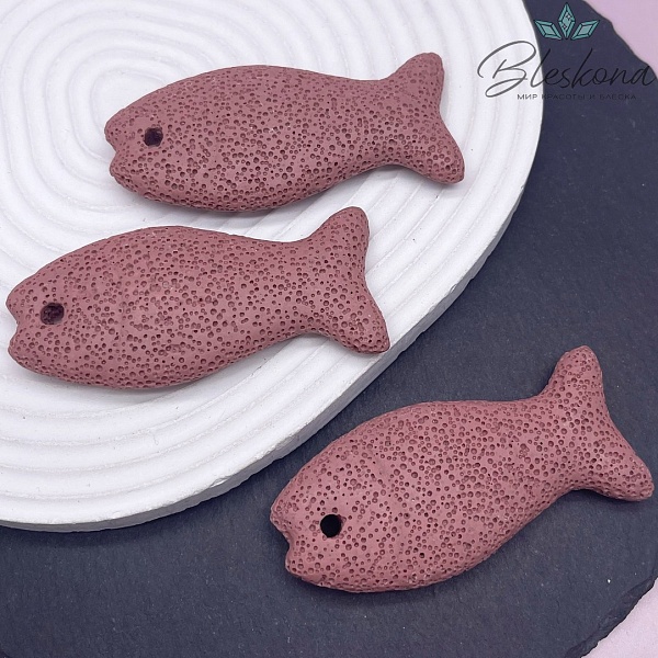 Лава Вулканическая Подвеска рыбка розовая 72*33 мм