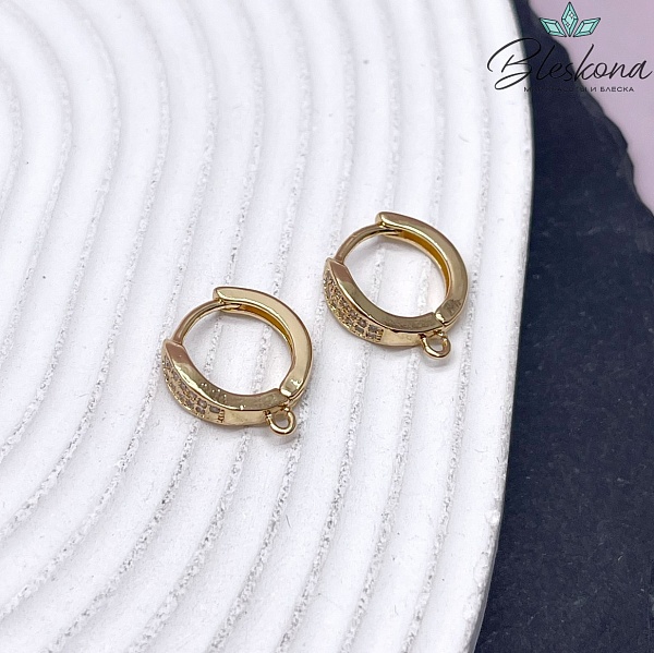 Швензы с цирконами №29 цвет золото 15*4,8мм