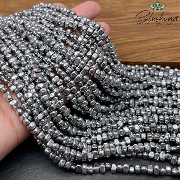 4,5-6 мм Гематин сколы шлифованные, темное серебро, имитация