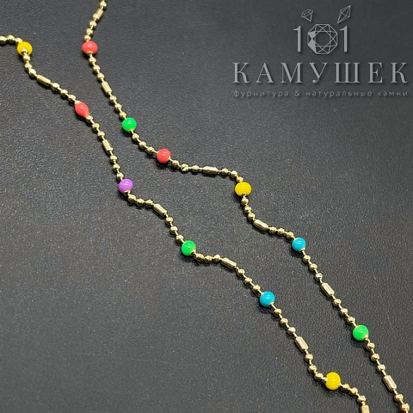 Цепь №161-1 цвет золото, шарик 2 мм