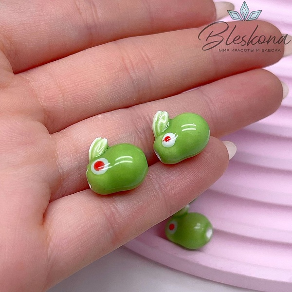 13 мм Керамика бусина кролик светло-зеленый
