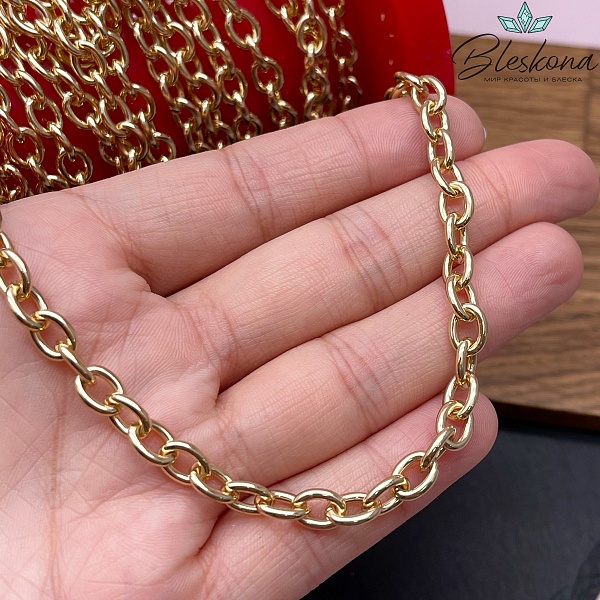 Цепь №154-1 цвет золото 8*6 мм