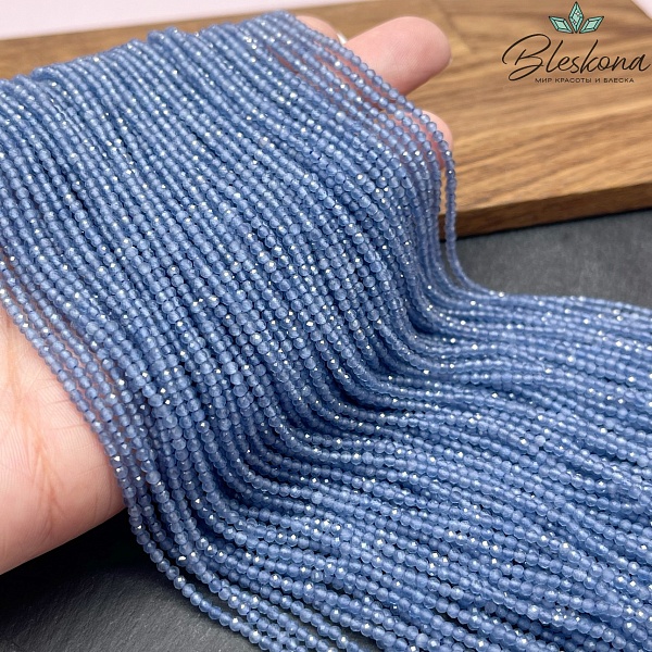 Кошачий глаз синий микроогранка (имитация) 2 мм