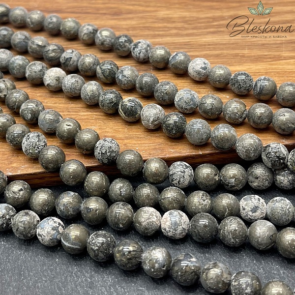 Пирит с включениями агата 8 мм 