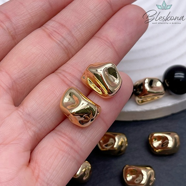 14*10 мм Цвет золото, Бусина фриформ