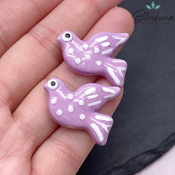 27*22 мм Керамика бусина Голубь фиолетовый  (Птица)