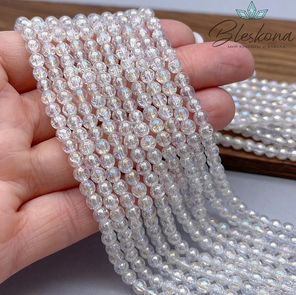 Кварц снежный белый с переливом (имитиация) 4 мм