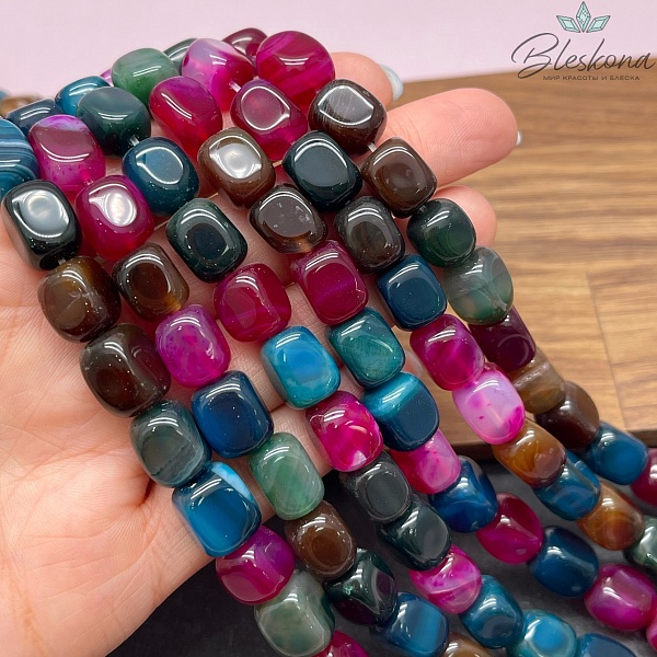 Агат микс (тонированный) прямоугольник фриформ 11*10 мм