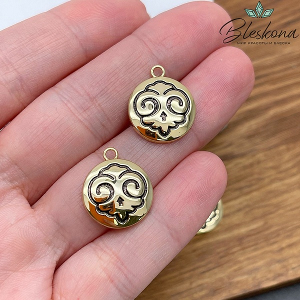 18*15 мм Цвет золото, Подвеска круг Этно 