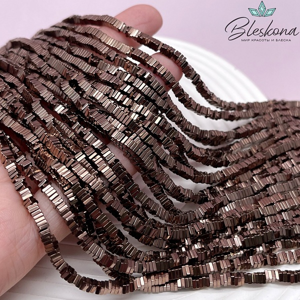 3*1 мм Гематин имитация, цвет коричневый (шоколадный), квадрат