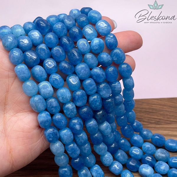  Кварц тонированный голубой галтовка 10*8 мм