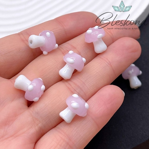 12*10 мм Бусина гриб розовый