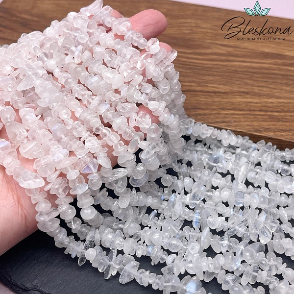 Крошка Лунный камень №3 ширина бусин ~ 5-9 мм