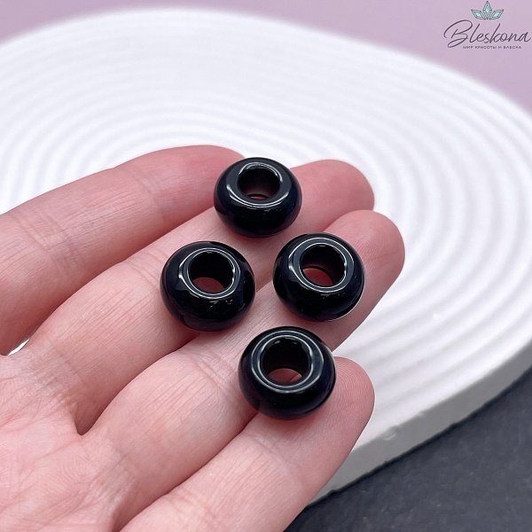 Бублик Агат черный 14 мм