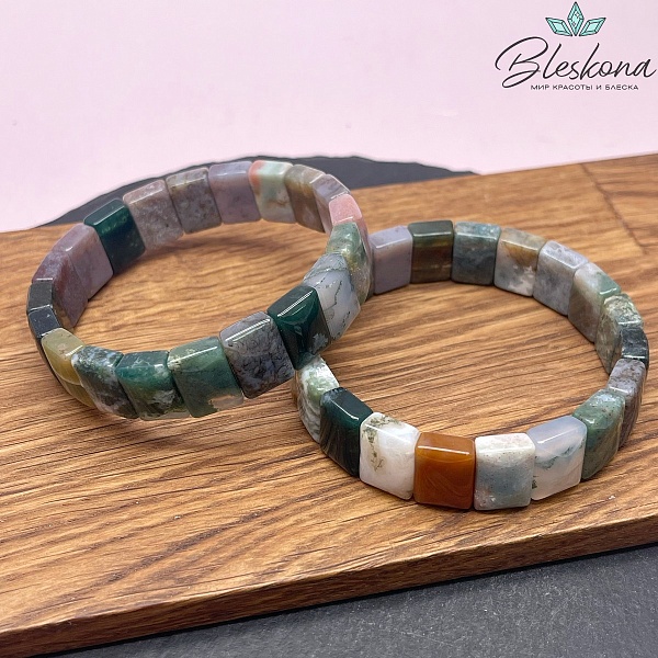 Агат индийский прямоугольник с двумя отверстиями 14*10 мм