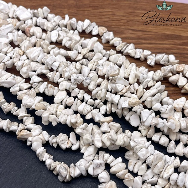 Крошка Белая речная яшма ширина бусин ~ 7-9 мм