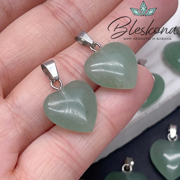 16*15 мм Цвет серебро, Подвеска Сердце Авантюрин