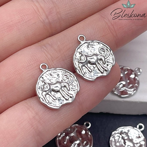 14 мм, цвет серебро, Подвеска Козерог Р16681
