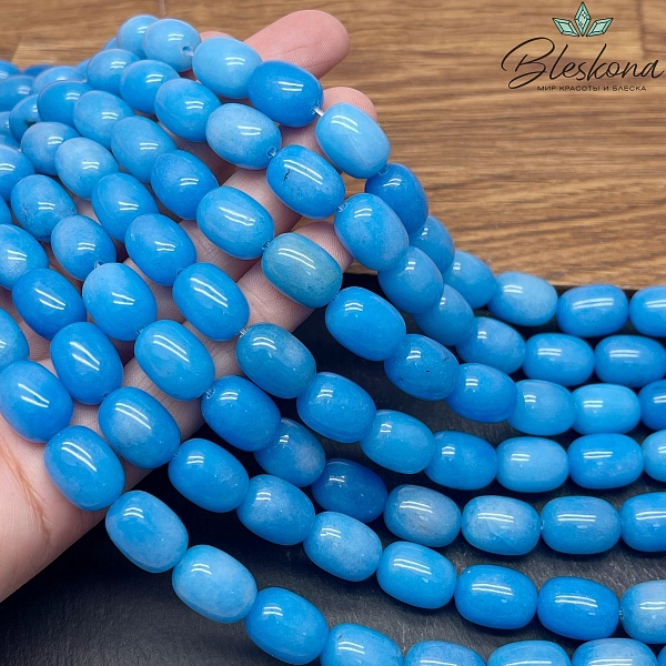  Кварц голубой тонированный бочата 14*10 мм