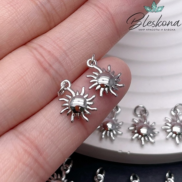 12*9 мм Цвет серебро, Подвеска солнце гладкое 