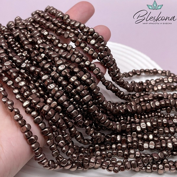 4,5-6 мм Гематин сколы шлифованные, коричневый (шоколадный), имитация