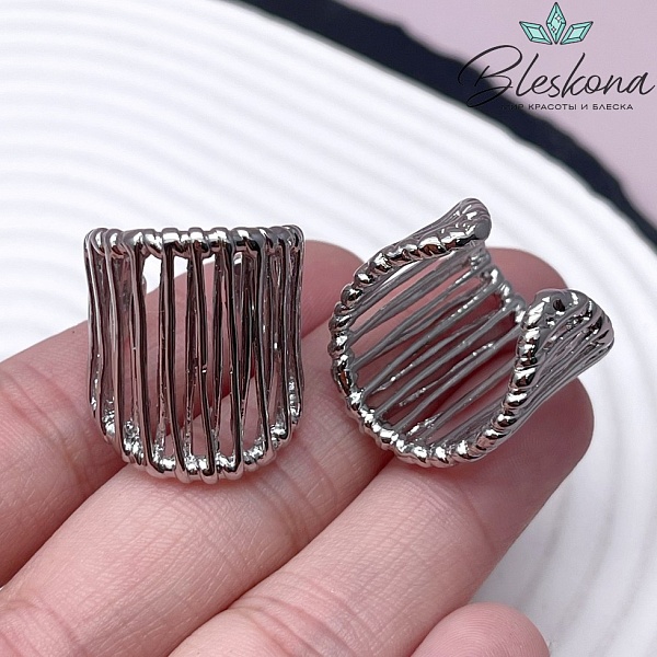 19,5 мм Цвет серебро, Кольцо безразмерное широкое