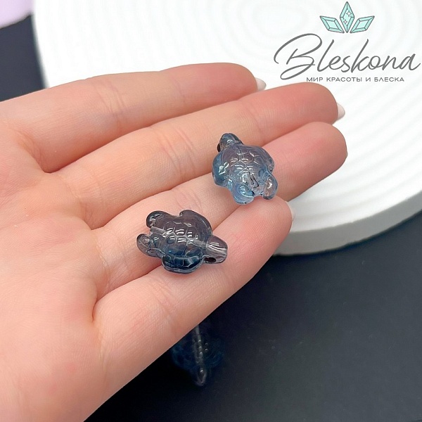 18,5*14 мм  Бусина черепаха темно- синяя