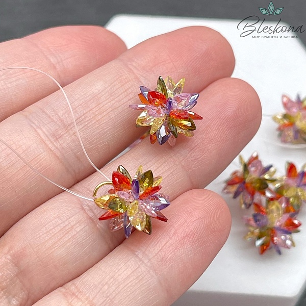 10*13 мм, Подвеска Циркон микс ежик (кубический цирконий, фианит) 