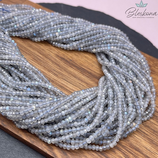 Лабрадор алмазная огранка рондели 2*3 мм