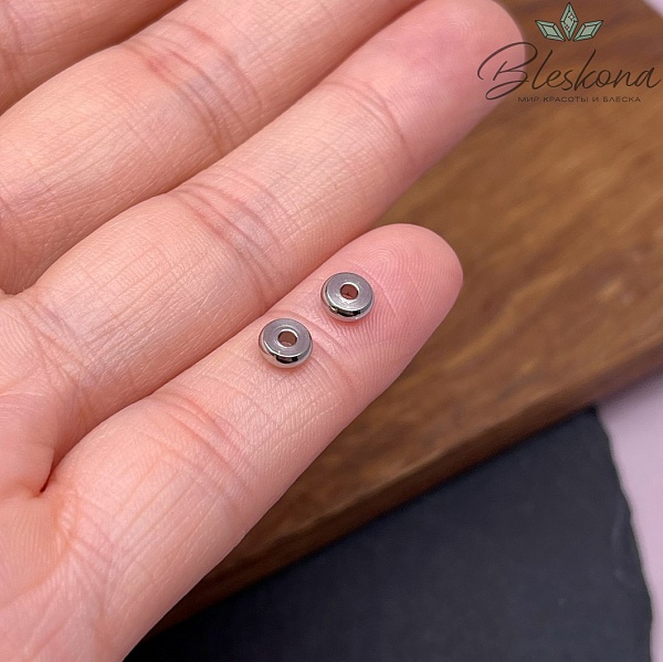 4,8 мм Бусина Разделитель, Цвет серебро уп.10 шт