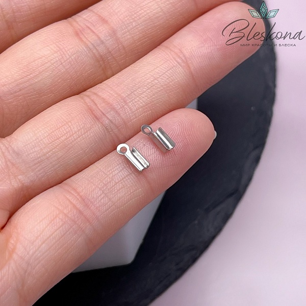 8*2,5 мм Цвет серебро, Зажим-Концевик для шнура сет 2 шт  